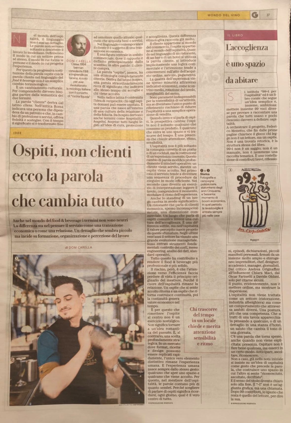 Artur Ruggiero: CarOspite su Il Gusto «Ospiti, non clienti»